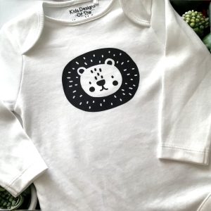 Cute Printed Lion Long Sleeve Bodysuit