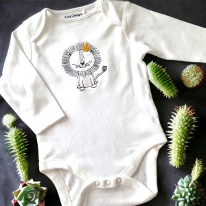 Embroidered Lion Long Sleeve Bodysuit