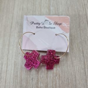 Handmade Earrings - CROSS HOOPS