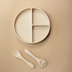 Silicone Divider Suction Plate + Fork & Spoon