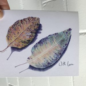 Greeting Card - Speckled Leaves 'With Love'