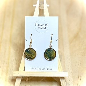 Handmade Gold and Blue Round Earrings