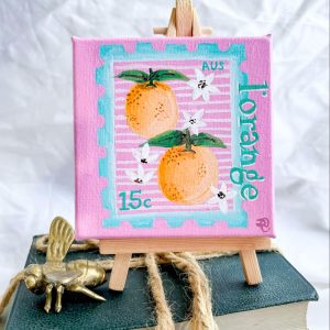 L'Orange Fruit Postage Stamp Mini Artwork 10 x 10cm