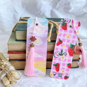 Double Sided Bookmark (Summer Strawberries and Pastel Sunset)