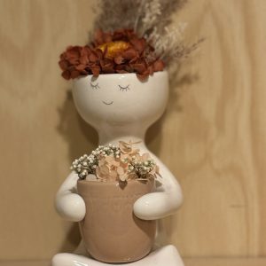 Dried Flower Arrangement in People Planter Vase