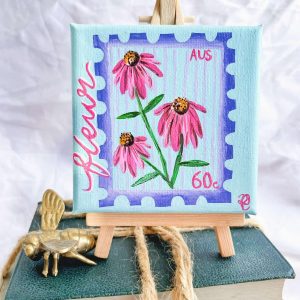 Echinacea Fleur Postage Stamp Mini Artwork 10 x 10cm