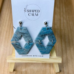 Blue and Silver Polymer clay earrings