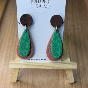 Faux leather green and brown earrings