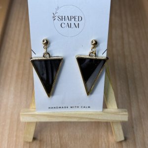 Black and gold triangle earrings