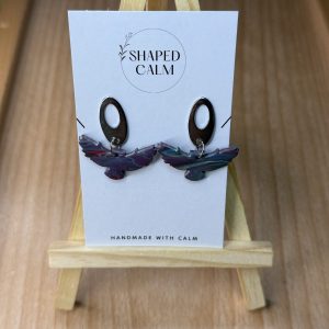 Dark flying bird handmade earrings