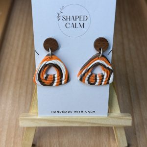 Retro design orange brown and white earrings