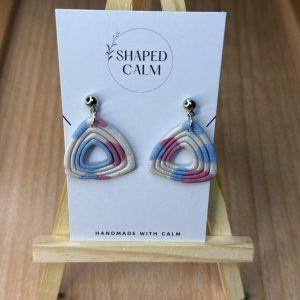 Fun blue, pink, and pearl coloured earrings