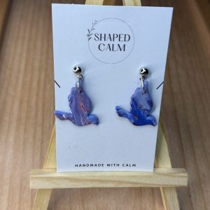 Blue marble dove handmade earrings