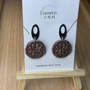 Silver on mauve mandala earrings