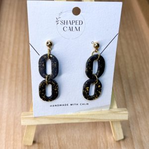 Black and gold chain earrings