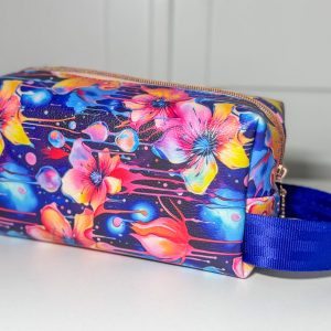 Abstract floral print boxy zipper pouch