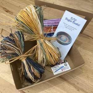 Raffia basket weaving kit with 50g raffia, needle, instructions, and bonus 20g bundle in gift box