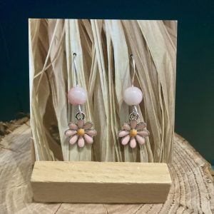 Pink Daisy flower earrings