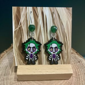 Beetle Juice earrings on The Raffia Kat card
