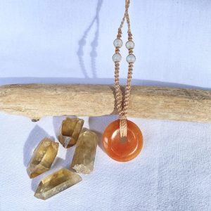 Orange Aventurine Handmade Macrame Crystal Necklace