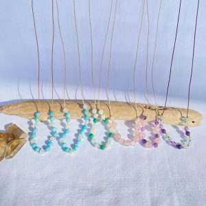 Beaded Macrame Crystal Necklaces