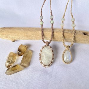 Moonstone Handmade Macrame Crystal Necklaces