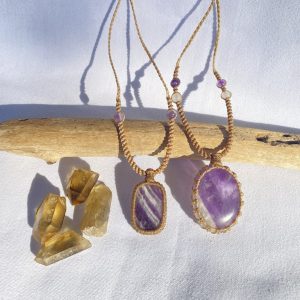 Amethyst Handmade Macrame Crystal Necklaces