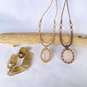 Rose Quartz Handmade Macrame Crystal Necklaces