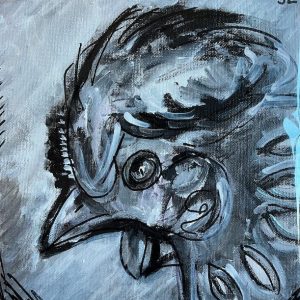 chicken pet portrait (black & white) 2 - 8X8