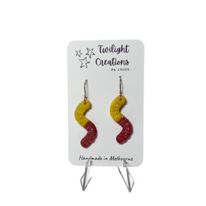 Handcrafted sour gummy worm earrings