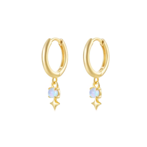 Opal hoops 925 sterling silver 14k gold plated