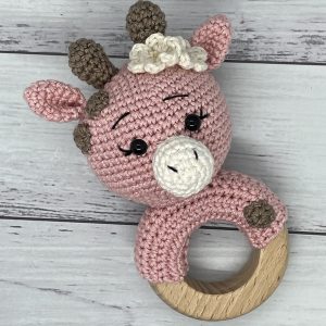 Baby Rattle - Pink Giraffe