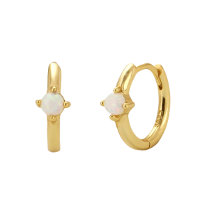 14k gold plated sterling silver opalite hoops