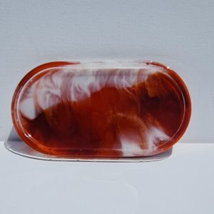 Resin Trinket Tray - Brown, Bronze & White