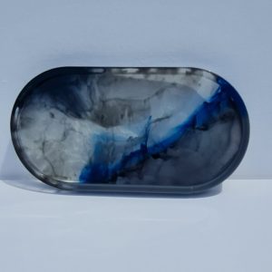Resin Trinket Tray -Dark Blue, Black, Grey & Clear