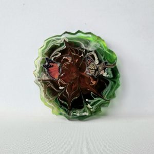 Resin Coaster - Floral/ green/ butterflies