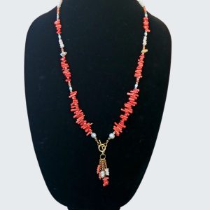 Coral, Pearl and Sea shell Necklace- Wisdom of the Sea