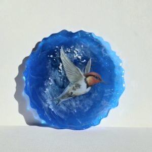 Resin Geode Coaster - Bird in Flight Blue