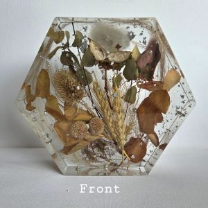 Hexagon resin block - Cotton flower