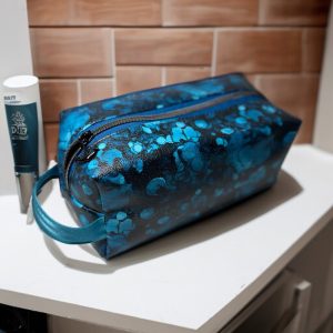 Blue ink splatter boxy zipper pouch