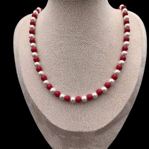 coral and shell pearl necklace
