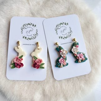 Sculpted floral Rabbit Earrings