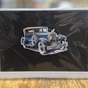 Blue car black background card