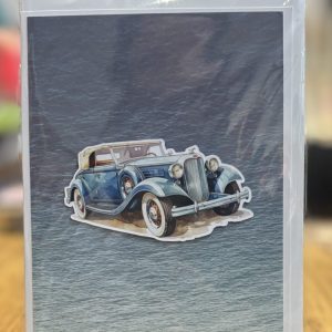 Blue car blue background card