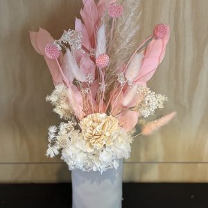Marmoset Found cylinder vase pink/white dried flowers