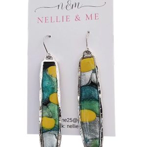 Silver tide elongated earrings