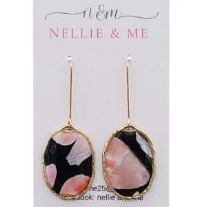Blush and Faux Onyx Dangles