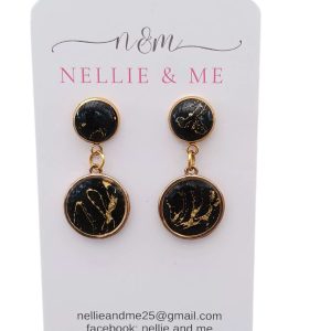 Black and gold round dangles