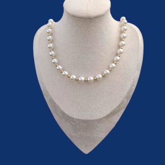 shell pearl and gold bead necklace