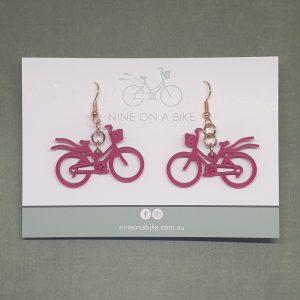 The NINE Bike Earrings (Plum/Rose Gold)